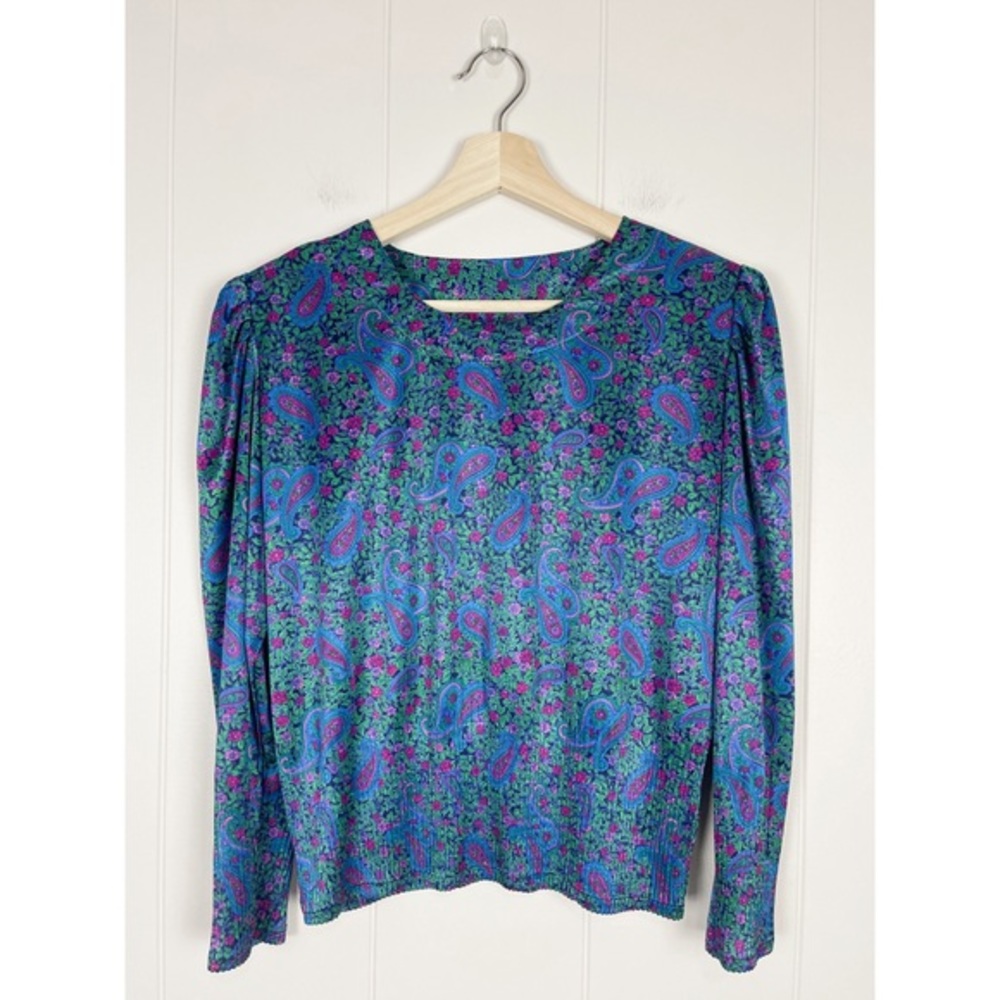 Vintage Shoulder Pad Paisley Blouse